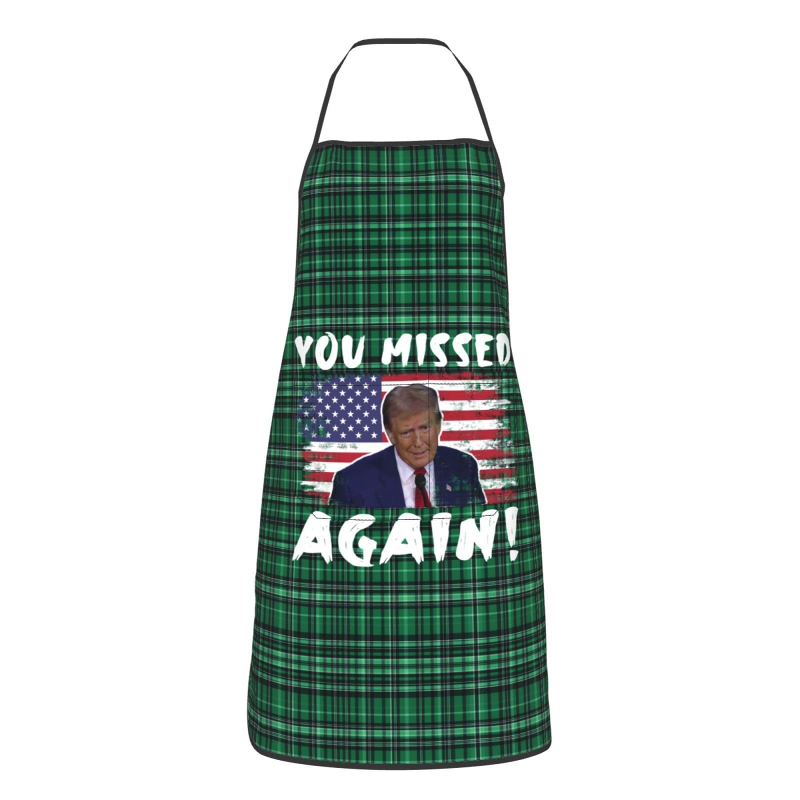 nopicsn You Missed Again Apron for cooking with Pockets Women Men Kitchen Chef Funny Aprons