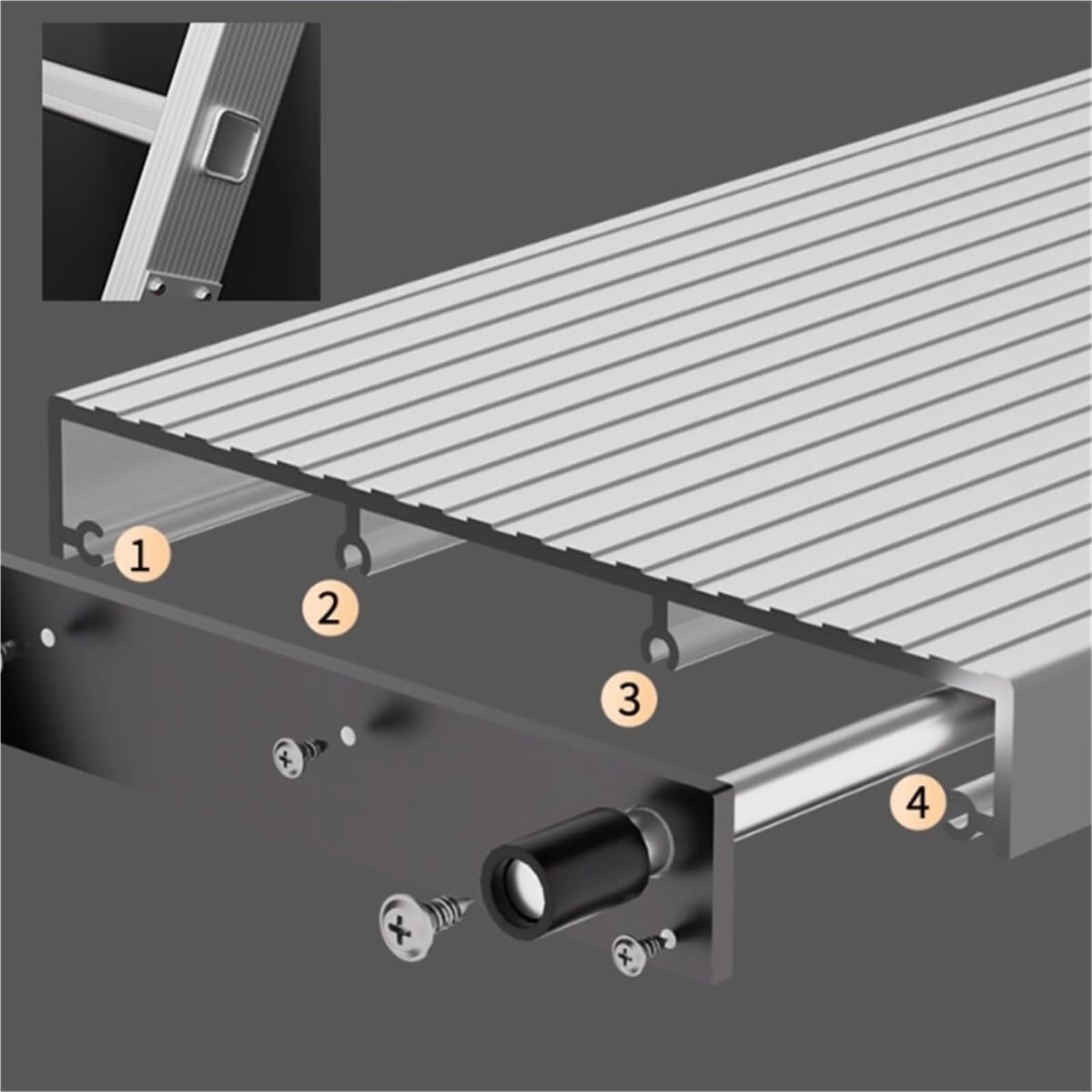 Escalera de Aluminio Plegable for ático, Escalera Tipo Loft de 4 escalones