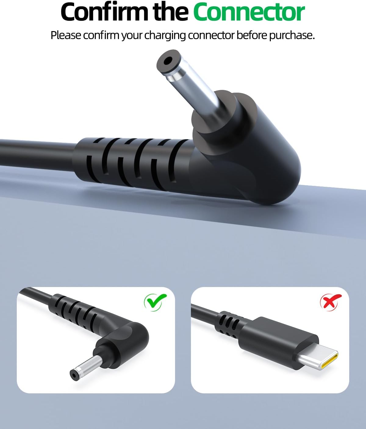 Nicpower Round Tip Fast Charger Fit for LG Gram Laptop - Lightweight Design, Charging Indicator, UL Listed Power Cord, 65W/48W/45W/40W