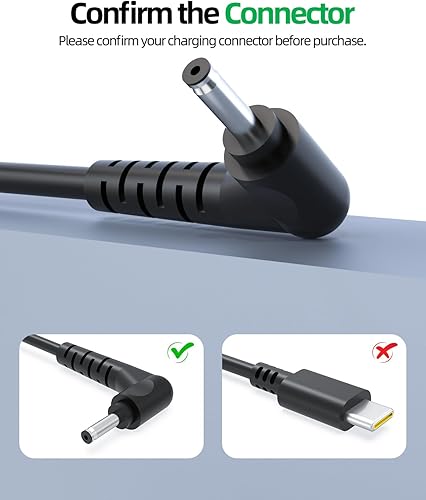 Miniatura 3 de Nicpower Cargador rápido de punta redonda para portátil LG Gram, diseño ligero, indicador de carga, cable de alimentación con certificación UL, 65