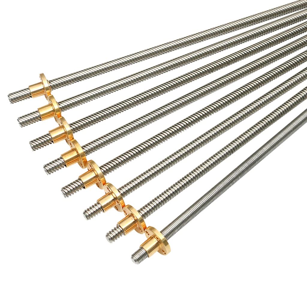 Goanilad 3D Printer T8 Lead Screw Trapezoidal Rod Lead 4mm Length 100mm/200mm/400mm/500mm/600mm/800mm/1200mm With Copper Nut, 1pcs(550mm)
