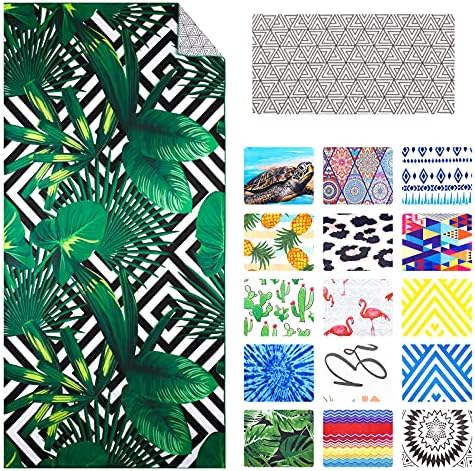 Tropical Microfiber Pool Sandproof Beach Towel Blanket - Quick Fast Dry Sand Free Proof Outdoor Camping Travel Rack Swim Micro Fiber Thin Yoga Mat Personalized Girls Women Men Adults Hawaii Palm