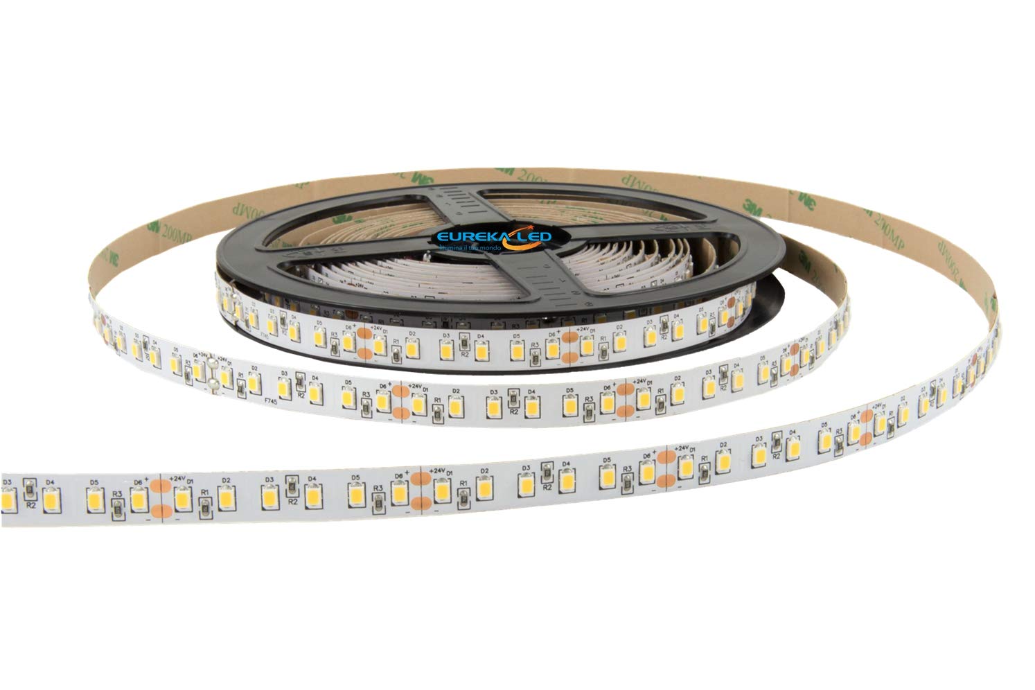Eurekaled Striscia Led A+ 5mt 90w 9000 lumen, Ra>95, Bobina strip led da 600 LED Chip 2835 (3000k LUCE CALDA, IP20 USO INTERNO)