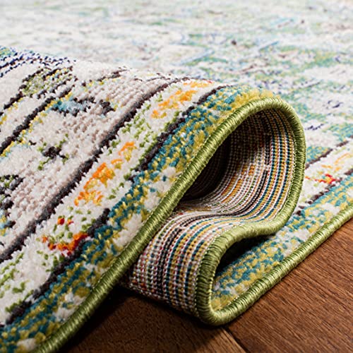 Image of SAFAVIEH Area Rug 8x10 - Madison Collection - Large - Green & Turquoise, Boho Chic Medallion Distressed Design, Non-Shedding & Easy Cleaning, Ideal for Living Room, Bedroom, Dining Space (MAD447Y)