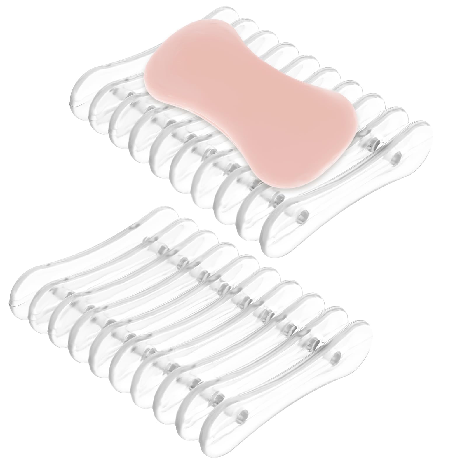 COMNICO 2 Pieces Soap Dish Plastic Self Draining Soap Bar Holder Dry Stop Mushy Soap Tray 3.9" × 3.5" Easy Cleaning Soap Dishes Multifunction Nail Art Pen Holder for Shower Bathroom Kitchen Restaurant