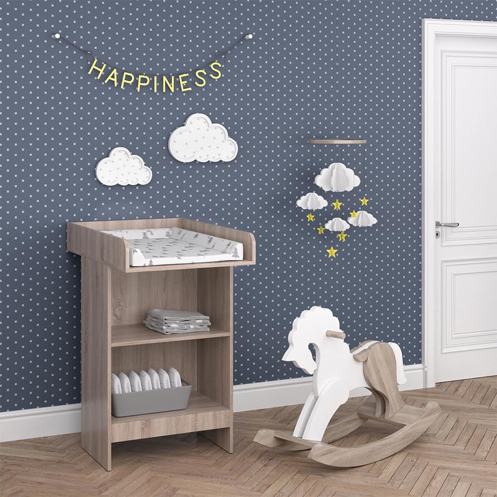 Vicco Wickelkommode Leo Sonoma 60 x 103 cm offenes Regal abnehmbarer Wickelaufsatz