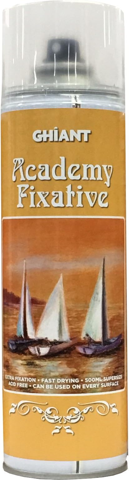Ghiant Academy Fixative - 500ml Spray Can, Clear, Fast Drying, Non-Yellowing, Suitable for Pastel, Crayon, Charcoal