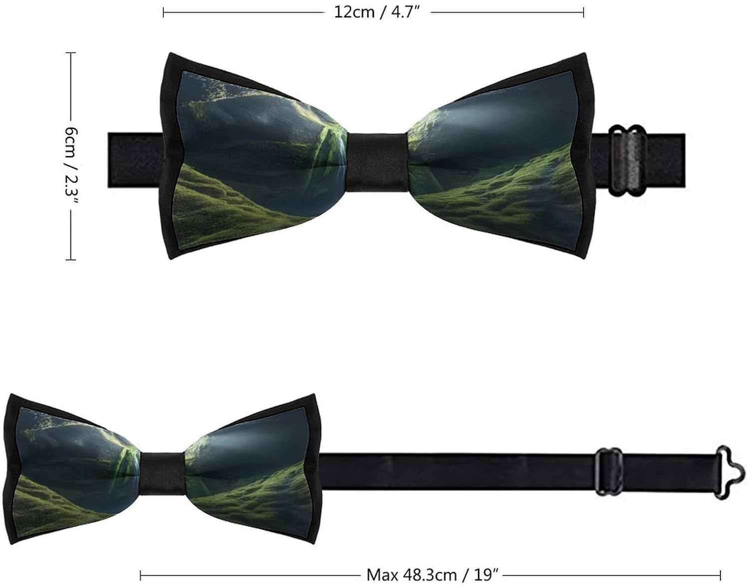 Waterfall Bow Ties for Men Fun Printed Pre Tied Adjustable Bowtie for Party Wedding