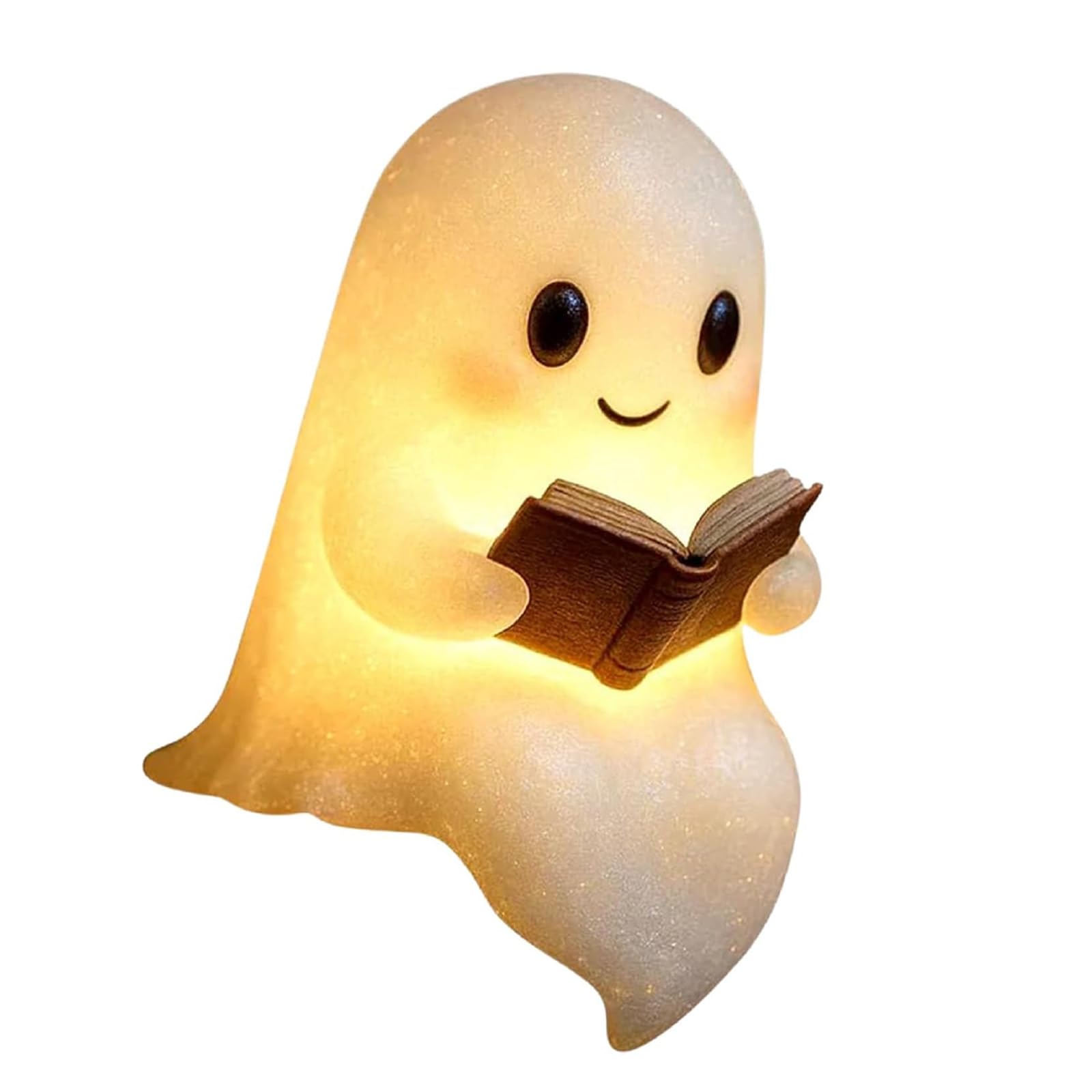 Cute Ghost Reading Book Lamp, 3D Resin Halloween Ghost Night Light, Cute Ghost Reader LED Light (Large)