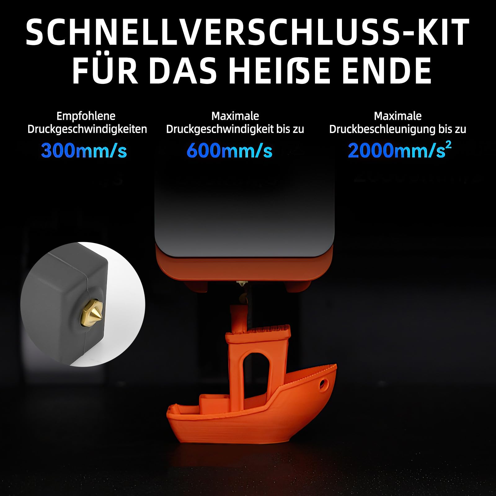 Kobra S1/S1 Combo drukarka 3D Hotend wysoka temperatura Heatbreak – dysza mosiężna 0,4 mm zainstalowana + 2 dodatkowe dysze (mosiądz + hartowana stal), Anycubic Kobra S1 Hotend Kit, Quick Swap wysoka