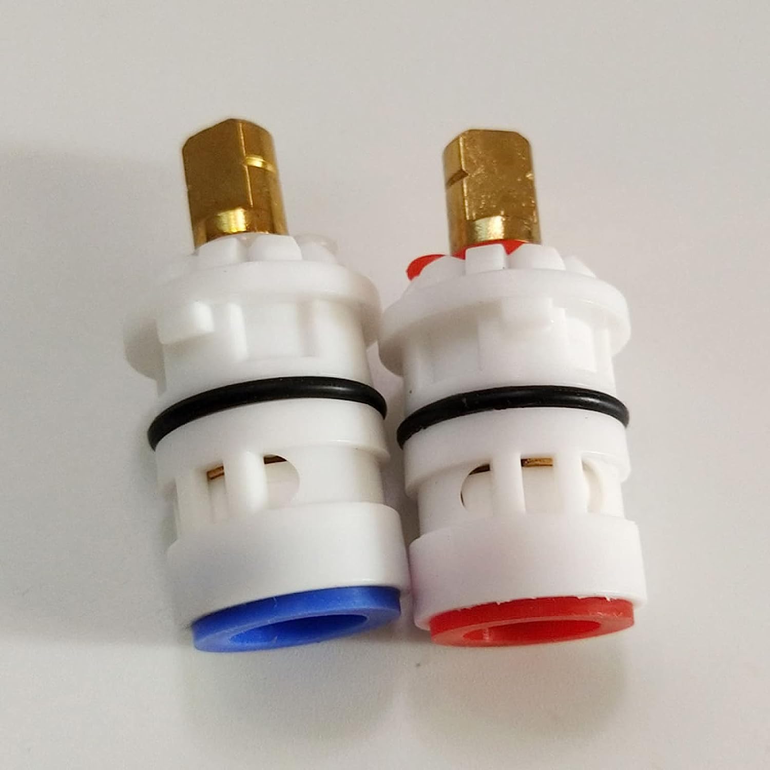 Sdgcfgjw Hot And Cold Tap Cartridge， Ceramic Disc Cartridge Replacement For Double Handle Kitchen Basin Shower Faucet Part, Valve(Hot And Cold)
