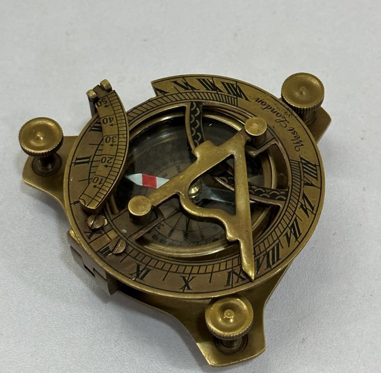 Antique Brass Sundial Compass Vintage Nautical Navigational Sundial Compass Hunting Tool for Camping Hunting Hiking Compass-picture-13