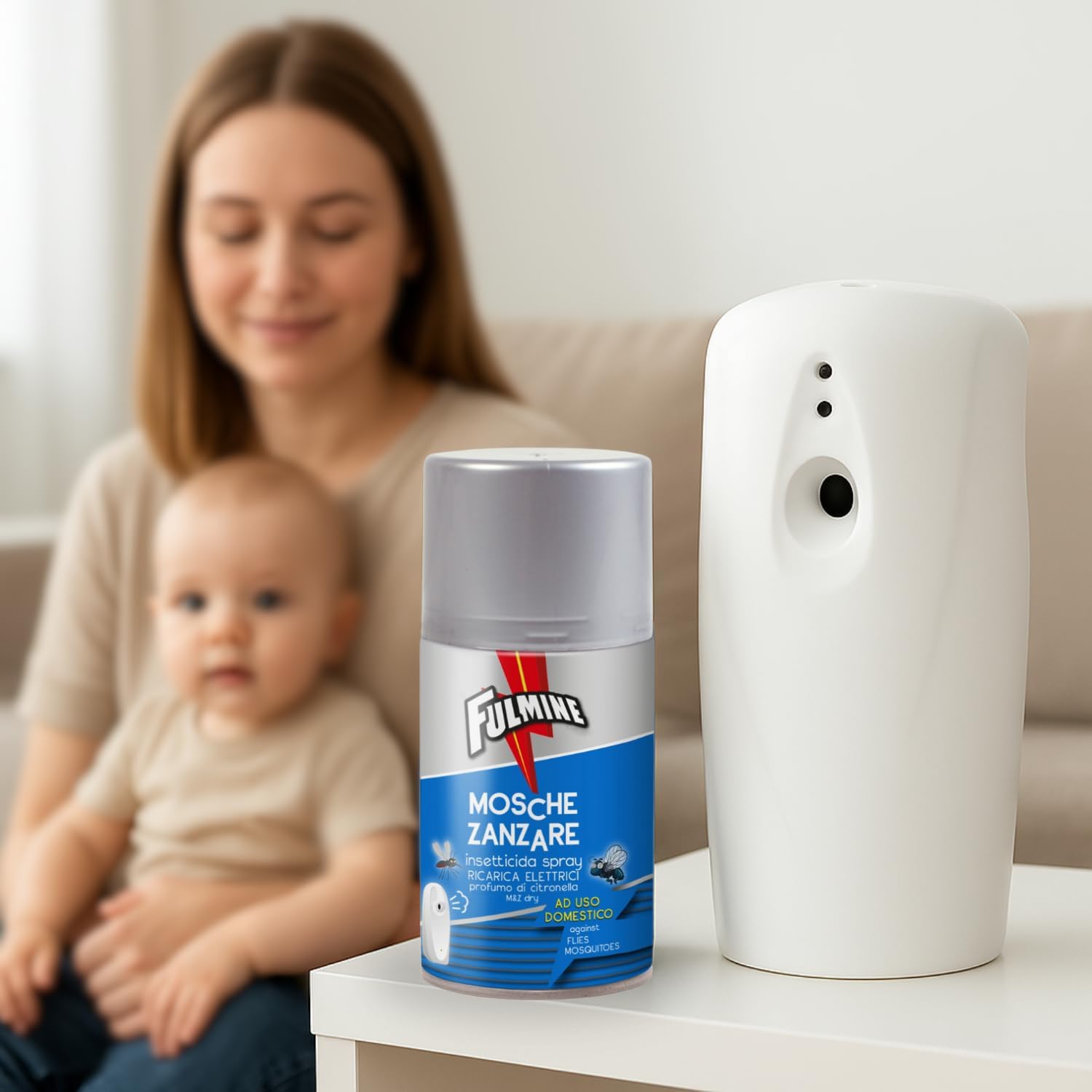 Palucart 6 Fulmine Insetticida Mosche & Zanzare 250ML più Erogatore Automatic Funzione Night And Day programmabile