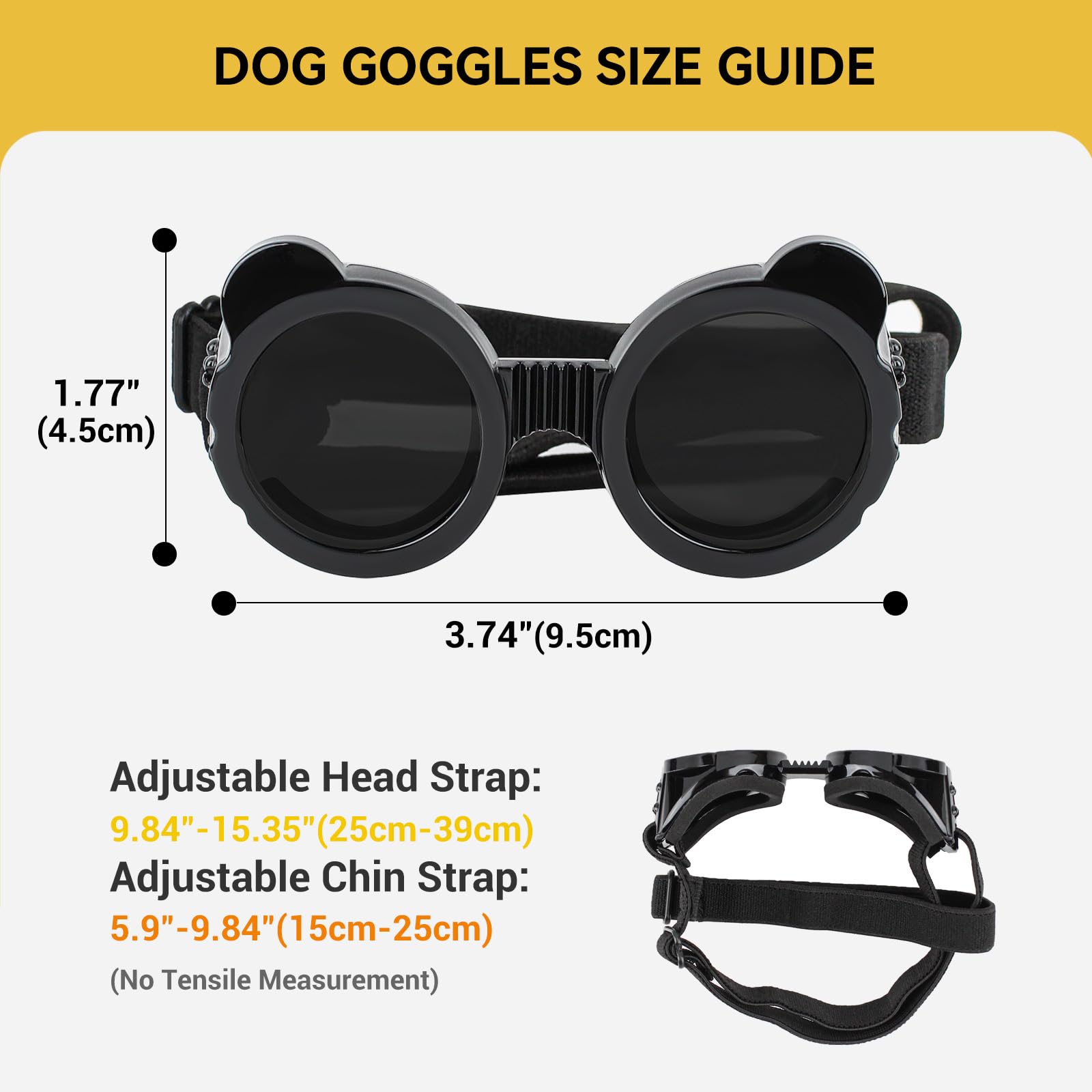 NAMSAN Occhiali da Sole per Cani di Piccola Taglia - Montatura Rotonda, Protezione UV - Nero