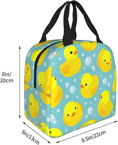 Miniatura 5 de Bolsa de almuerzo para mujer y hombre, con aislamiento, para el trabajo, picnic o viajes (patos de goma amarillos)