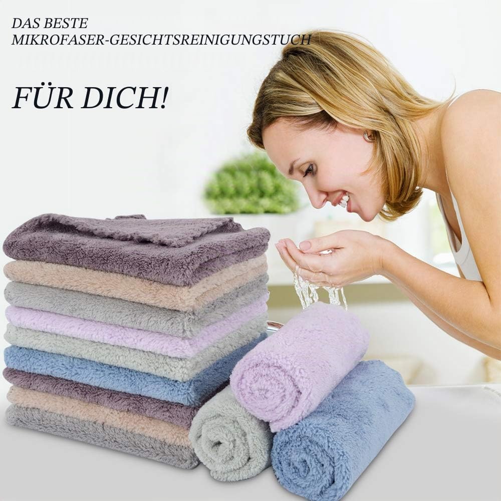 SUNLAND 12pack Mikrofaser Abschminktuch wiederverwendbar Makeup Entferner Tuch waschbar Gesichtstücher Mehrfarbig 30 x 30 cm
