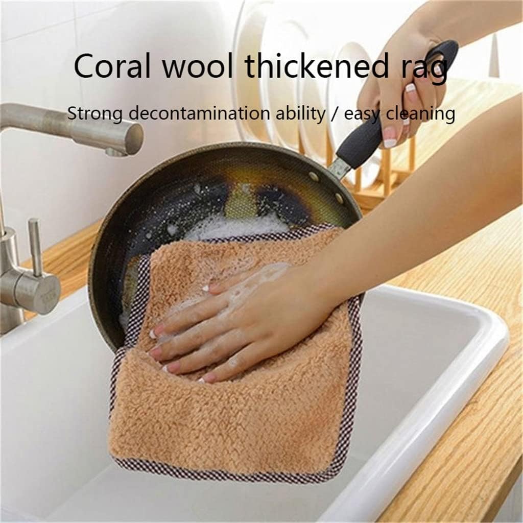 Kitchen Rag 3PcsThick Daily Dish Towel Non-Stick Oil Thickened Table Cleaning Cloth Absorbent Scouring Pad