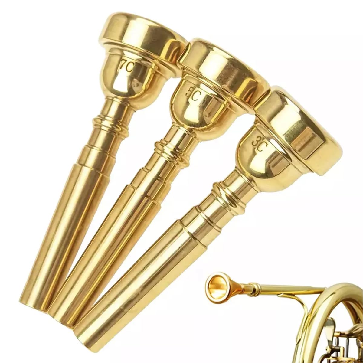 【中古美品】トランペットマウスピース3本セット BACH、YAMAHA、金銀 YAMAHA YAMAHA(ヤマハ) YTR-4335GS2 トランペット 特注 ピンク