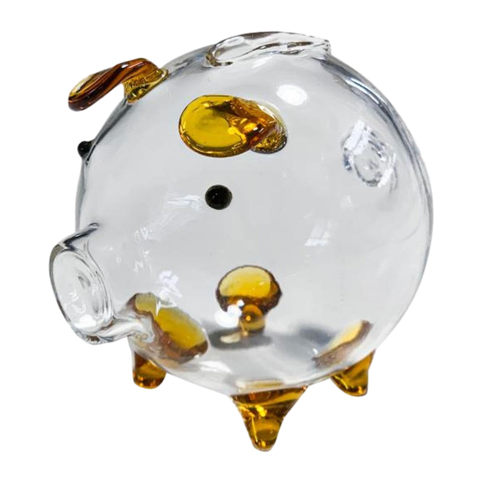 WOVEBIUS Clear Glass Pig Piggy Bank Novelty Transparent Pig Piggy Bank Festival Gifts