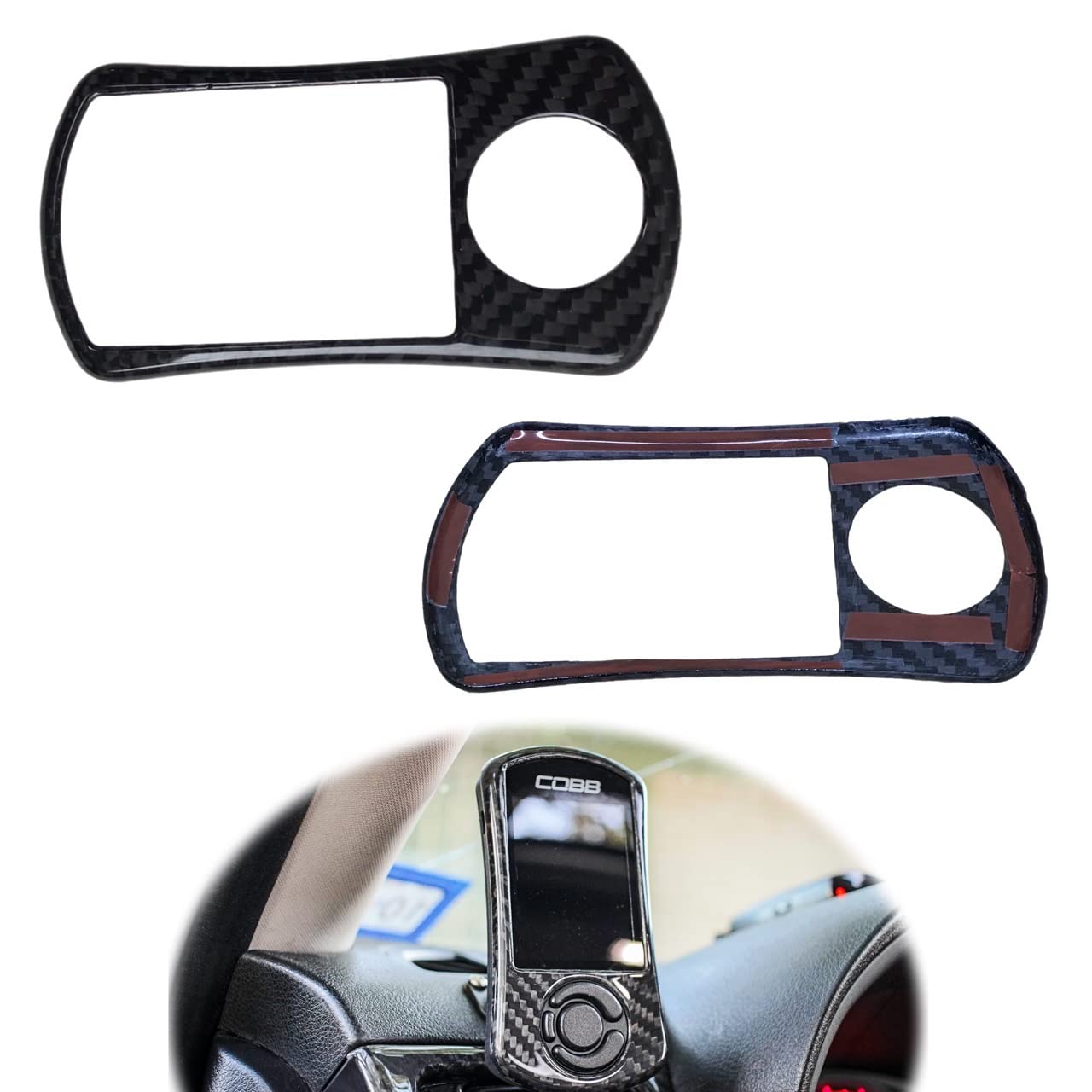 Prawdziwa sucha nakładka z włókna węglowego, dodatkowa osłona płyty czołowej, kompatybilna z Cobb Subaru ACCESSPORT V3 (AP3-SUB-004)