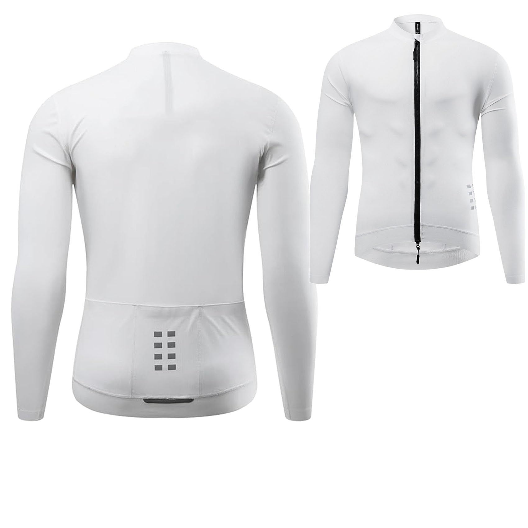 Męskie koszulki rowerowe Topy Rowerowe koszulki rowerowe długim rękawem Lekka oddychająca zapinana na zamek kurtka jeździecka Fajna bluza Ubrania do biegania,White-ASIA3XL/EUR2XL