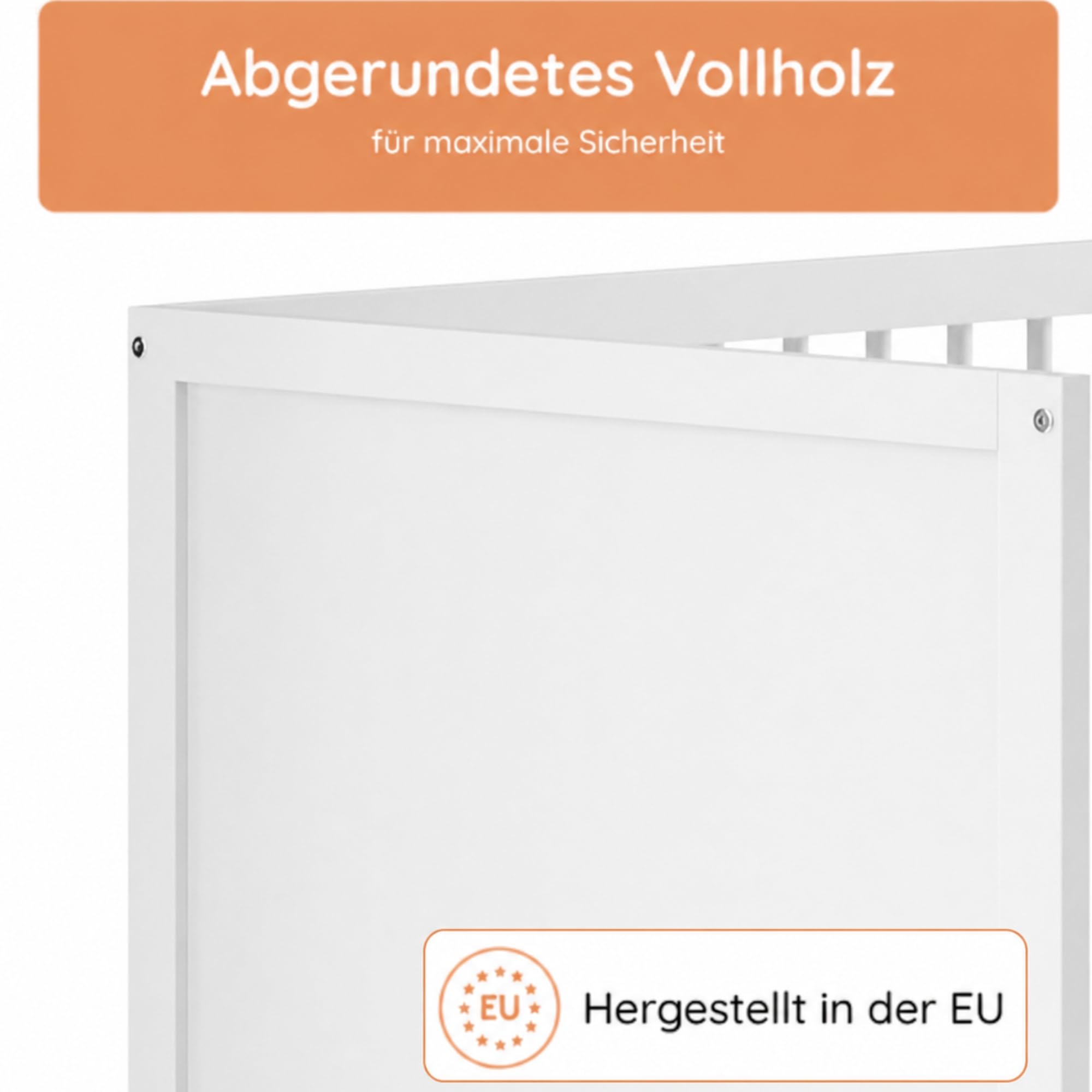 Kids Collective Babybett Kinderbett Beistellbett | Modulares Gitterbett Lattenrost 3-Fach höhenverstellbar & abnehmbare Sprossen | Baby Bett Holz Kinderzimmer | 120x60 cm | Weiß