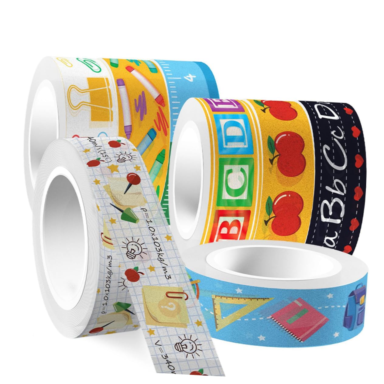 36rotoli Adesivi Washi Trasparenti Per Nastro Decorativo Per Scrapbooking Progetti Creativi e Ritorno Scuola Con Fantasie Di Cartoni Animati Facile Da Applicare e Rimuovere