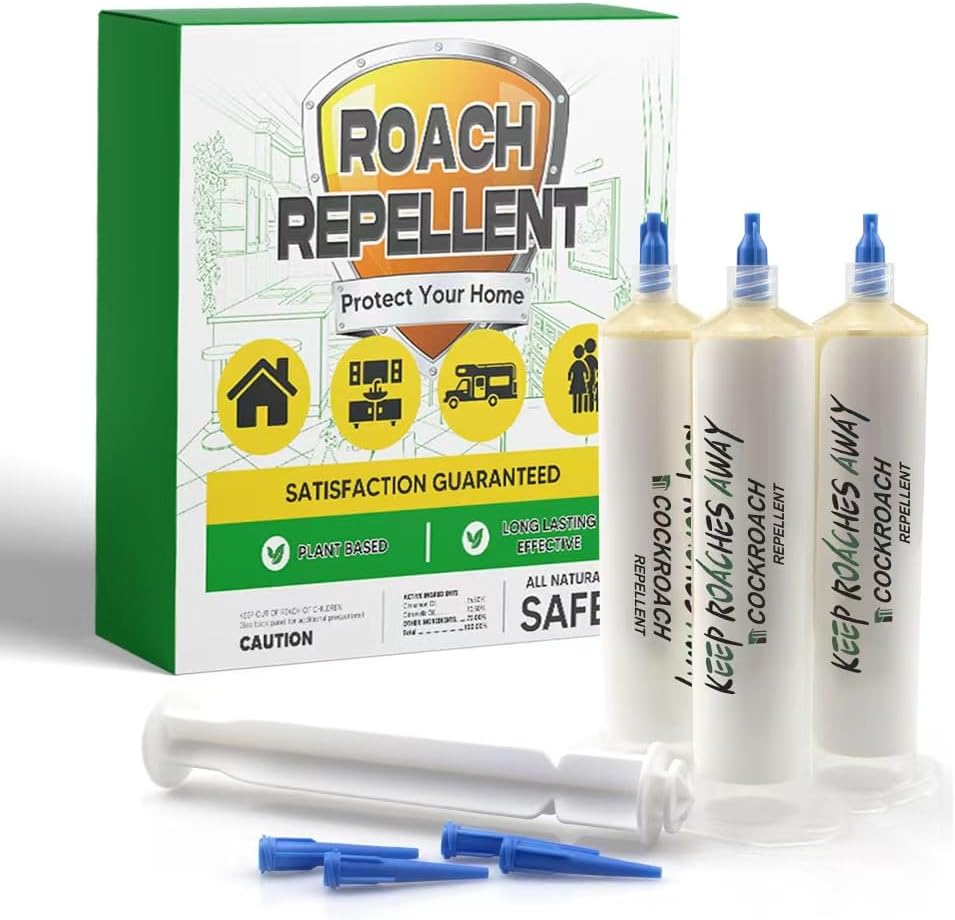 Roach Repellent, Cockroach Repellents Indoor, Roach Control Outdoor, Roach Deterrent, Pet Safe Cockroach Repeller, Keep Roaches Away, Ready to Use Roach Repellant for Home-3P