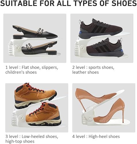 Miniatura 4 de Organizador de ranuras para zapatos, paquete de 20, apiladores de zapatos para un par de zapatos, almacenamiento de zapatos ahorra espacio de
