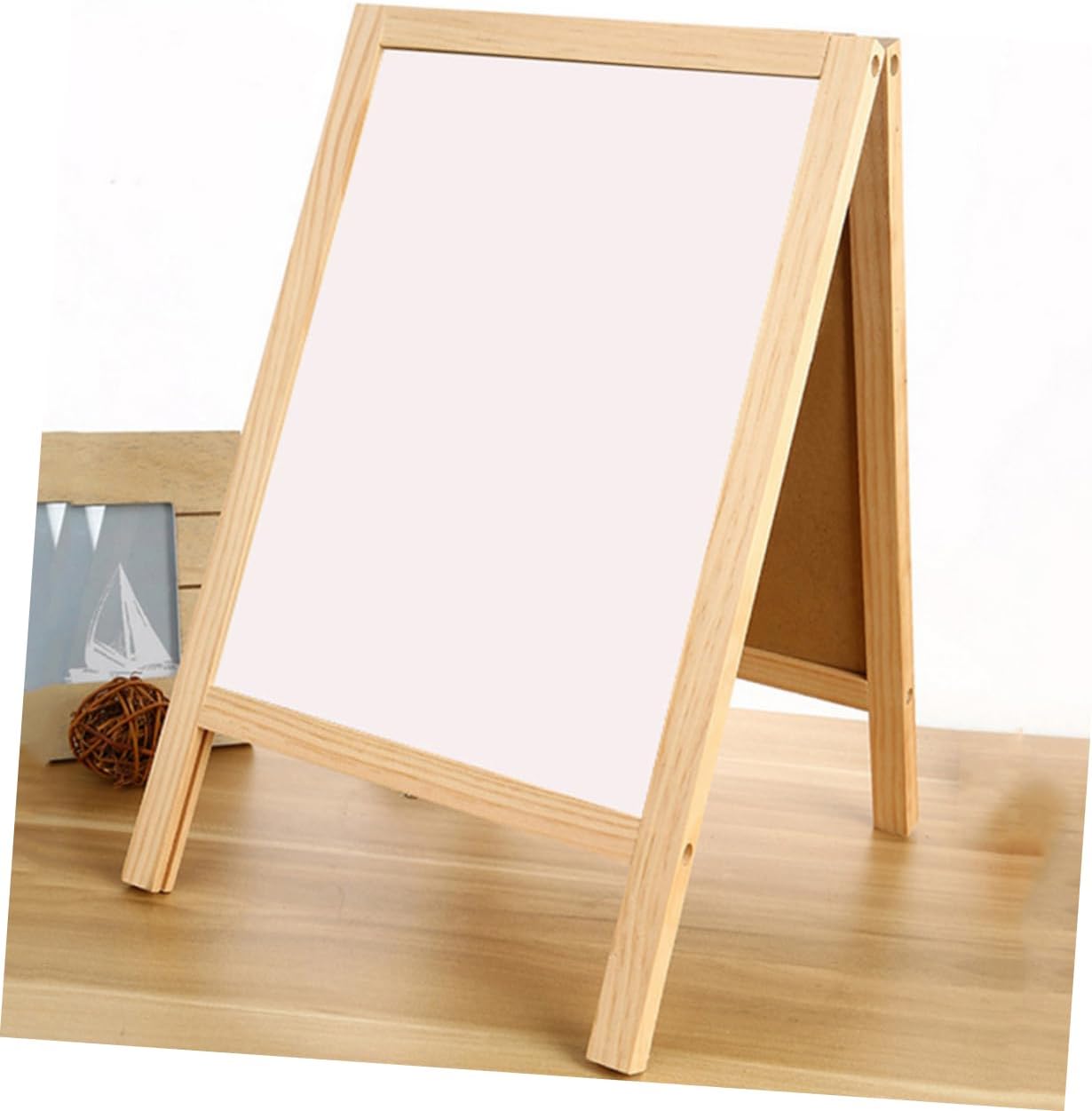 Double-Sided Wooden Stand Chalkboard Versatile Message Board for Bar Counter Boy Girl Drawing and Signage Display Easy to Write Wipe for Events