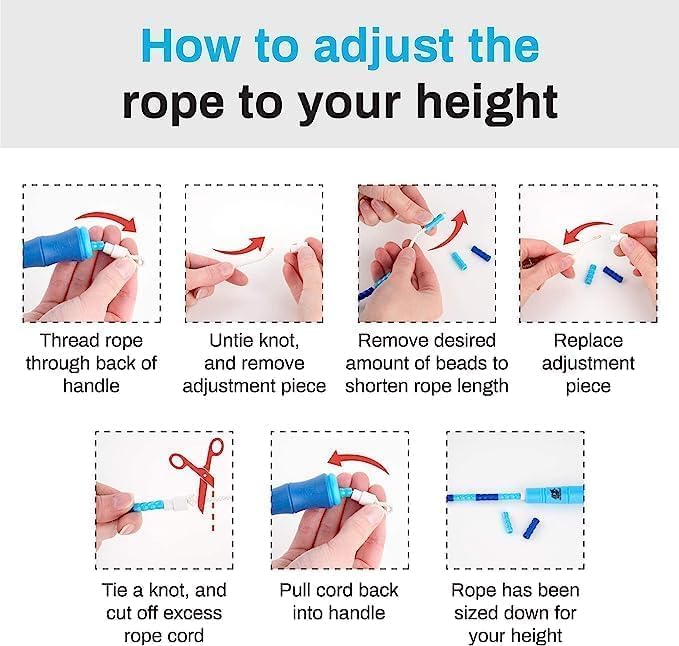 Miniatura 2 de Buddy Lee - Cuerda de saltar con cuentas  Cuerda de saltar ajustable para niños y adultos  Cuerda de saltar duradera sin enredos con asas