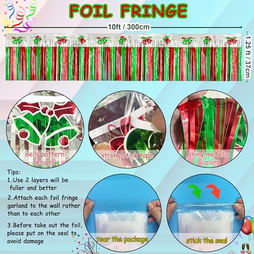 Image of 4 Pack 39Ft Christmas Parade Floats for Trailer Car, Bells & Snowflakes Foil Fringe Garland Tinsel Streamers Hanging Banner Table Skirts for Christmas Homecoming Birthday Party (Bell)