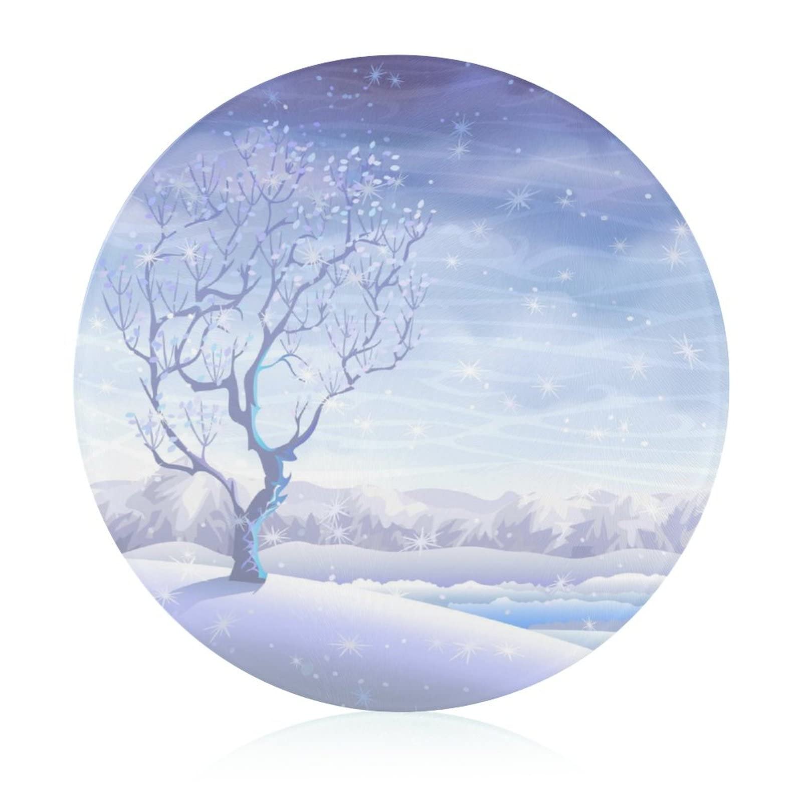Planche à découper Arbre D'hiver en verre de 20 cm pour sublimer vos apéritifs et tables de fête