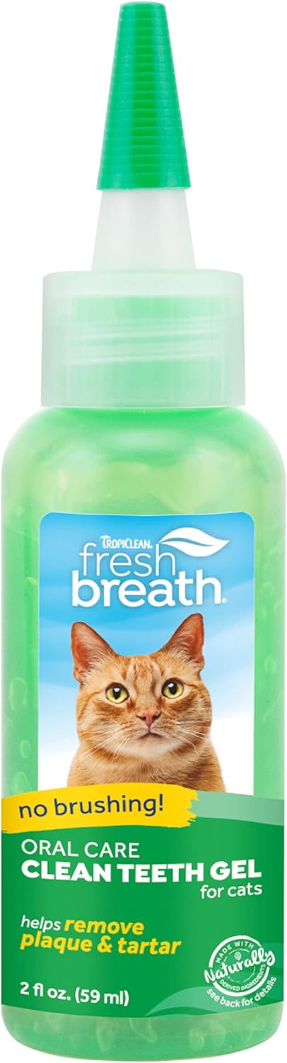 Fresh Breath by TropiClean No Brushing Clean Teeth Dental & Oral Care Gel for Cats, 2oz - Made in USA : Pet Dental Care Supplies : Pet Supplies