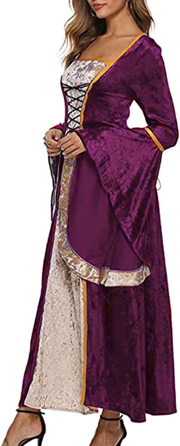 YEAXLUD Womens Renaissance Medieval Costume Dress Lace up Irish Over Long Dresses Cosplay Retro Gown - Image 4