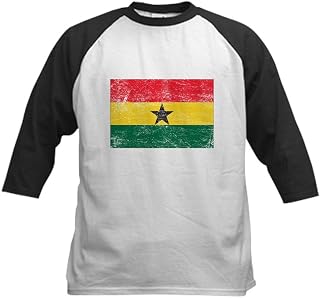 CafePress - Ghana Flag - Kids Cotton Baseball Jersey, 3/4 Raglan Sleeve Shirt Black/White