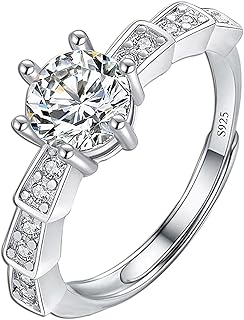 Moissanite Adjustable Engagement Ring, Promise Eternity Ring for Women,Wedding Rings,Jewelry Gift,Friendship Promise Fashion Jewelry Valentine Gifts for Women