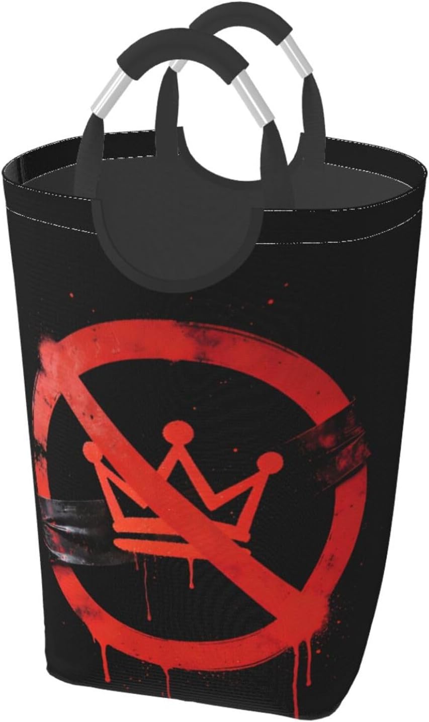 Foldable Square Laundry Storage Bag 50l - Waterproof Oxford Cloth, Pe Base, Aluminum Handles, All-Over Print No Crown No Kings