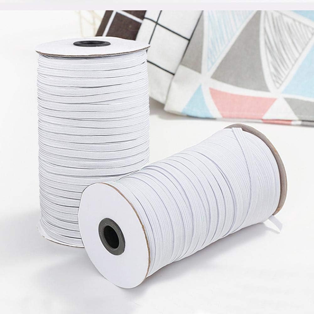 Elastic Bands for Sewing and Face Coverings - 100 Yards, 1/4 inch Elastic Cord/Elastic Rope for Mens Womens
