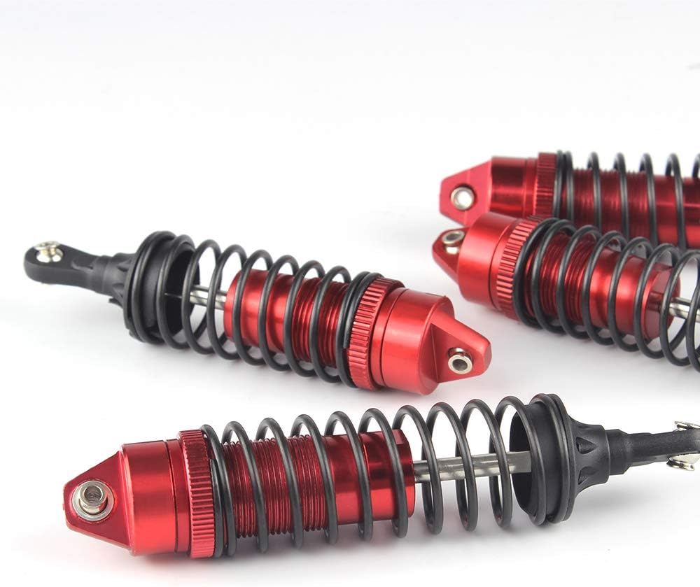 Hosim Front & Rear Shock Absorber Springs Damper Aluminum Alloy for 1/10 Traxxas Slash 4x4 4WD 2WD RC Cars Upgrades Replacement Accessories 【4pcs・RED】