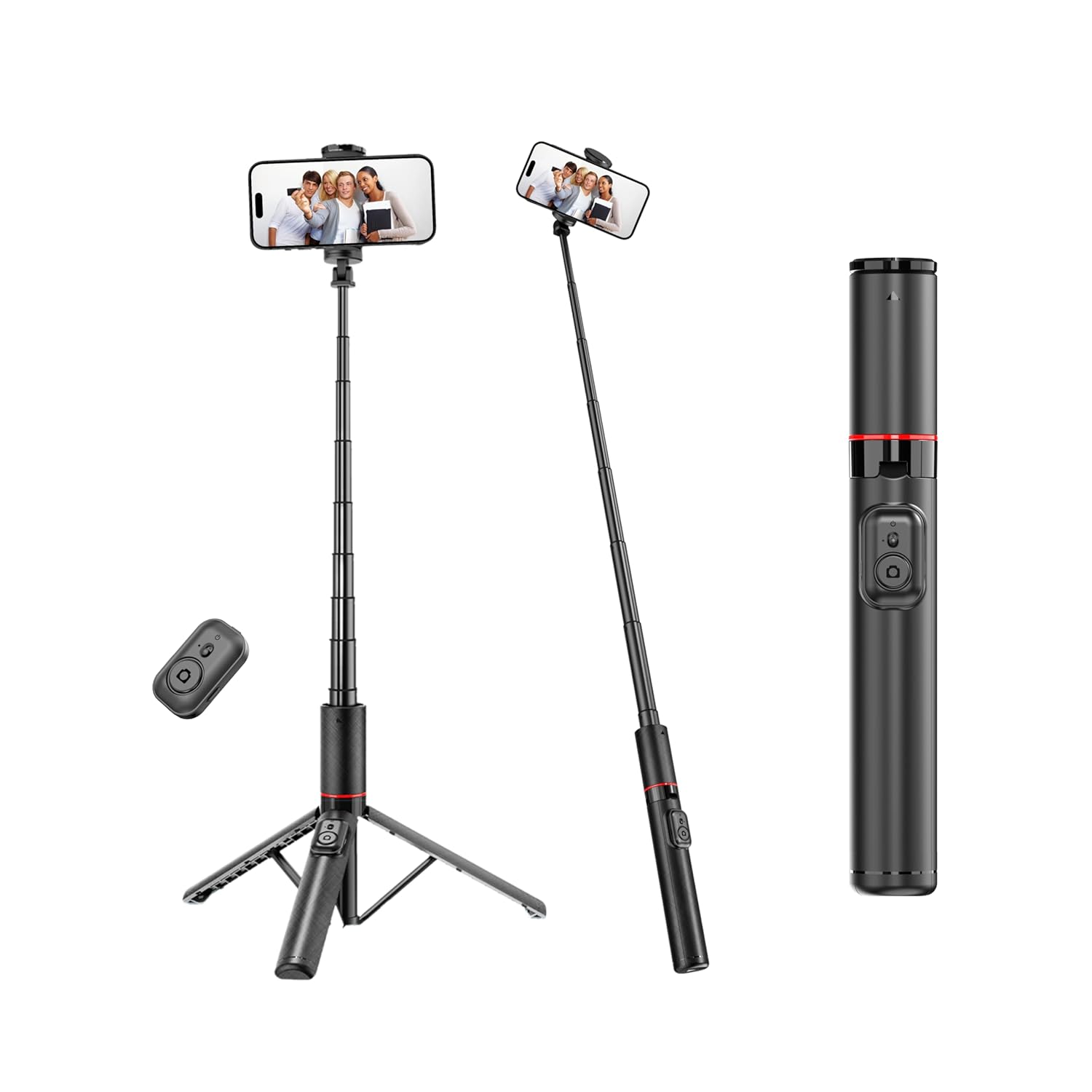 C21 53 Hidden Selfie Stick Tripod No Detachable Parts Bluetooth 5 2 Remote Compatible with iPhone 16 15