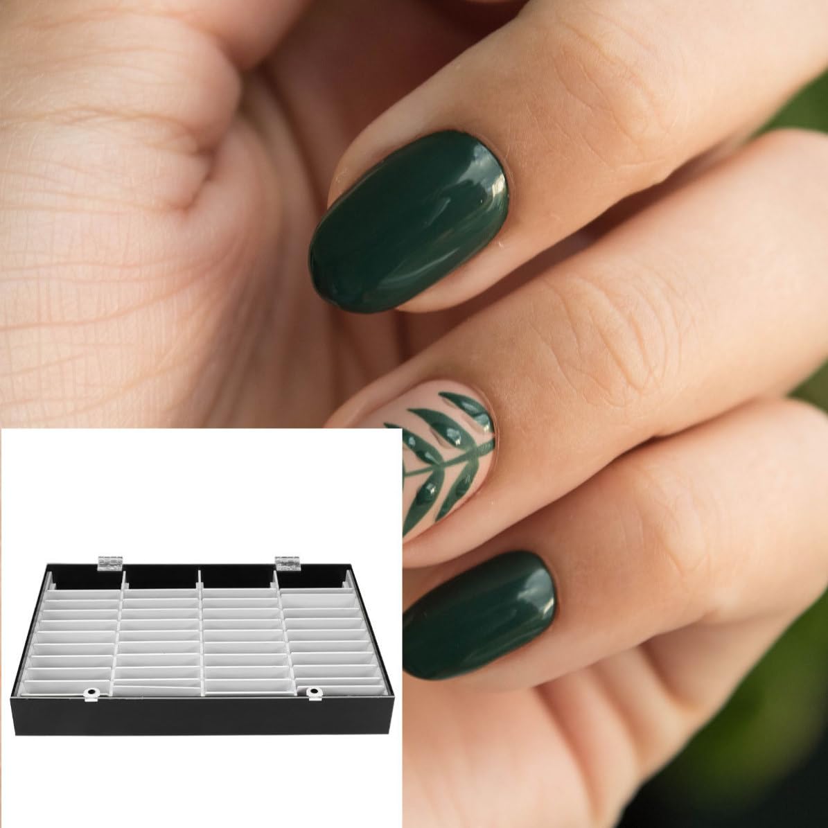 Abaodam Acryl Nagellack Farbkarten Displaybox mit 40 Fächern, Schwarz
