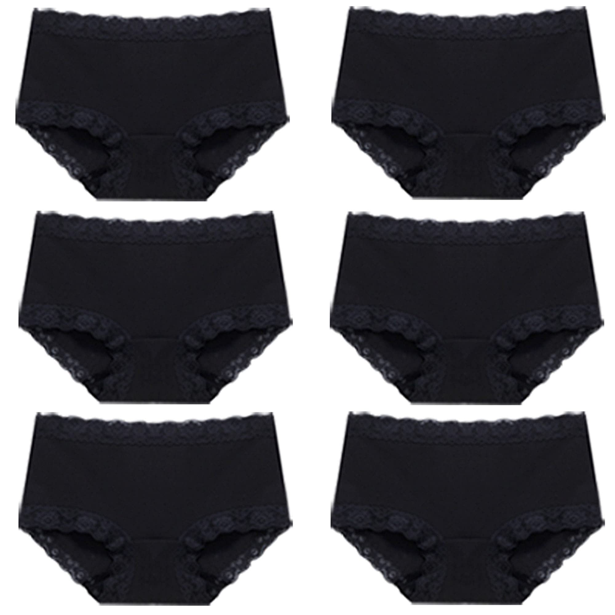 WENJUN Lot de 6 culottes sexy en dentelle pour femme - Culottes en coton stretch - Taille moyenne