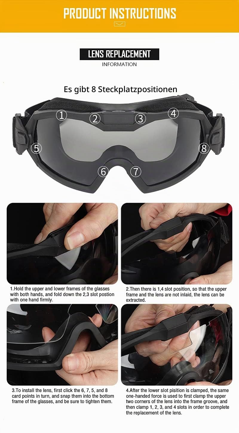 ACEXIER Tactical Airsoft Paintball Schutzbrille Verstellbarer Atemregler Brillen Set Winddicht Anti-Fog