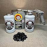 Black FF Lanolin Undercoating Fluid Gallon, Standard Economy Undercoating Spray Gun, 2 White Quart Bottles, and 50 Rust Plugs