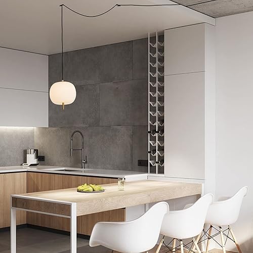 Miniatura 6 de JC TOPA Lámpara colgante de mediados de siglo de 16 pies, luz colgante de globo de vidrio esmerilado blanco con interruptor regulable y enchufe para