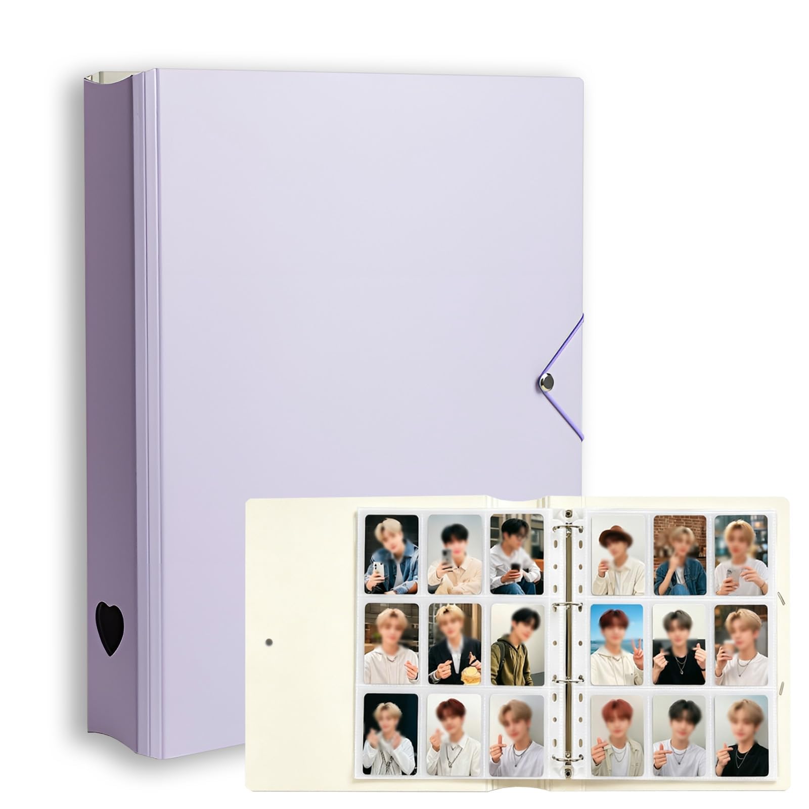 A4 Kpop Photocard Binder, 25 Pages 225 Pockets, 3-Inch Photo Card Holder Album for Fujifilm Instax Mini, Polaroid Photos, Standard Trading Cards and ID Cards, Purple