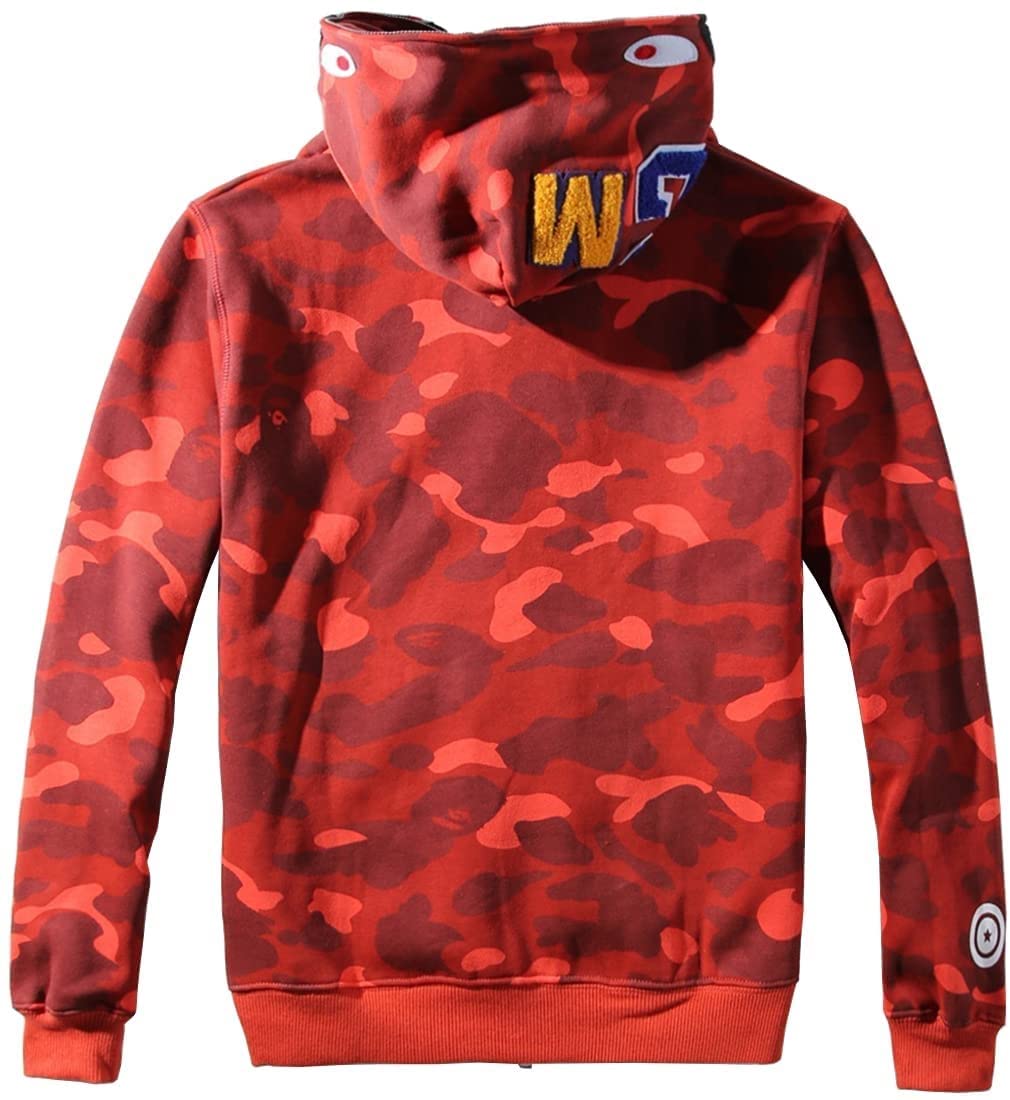 Sudadera con capucha para hombre, diseño de camuflaje, con estampado de tiburón, de manga larga, para hombres y adolescentes