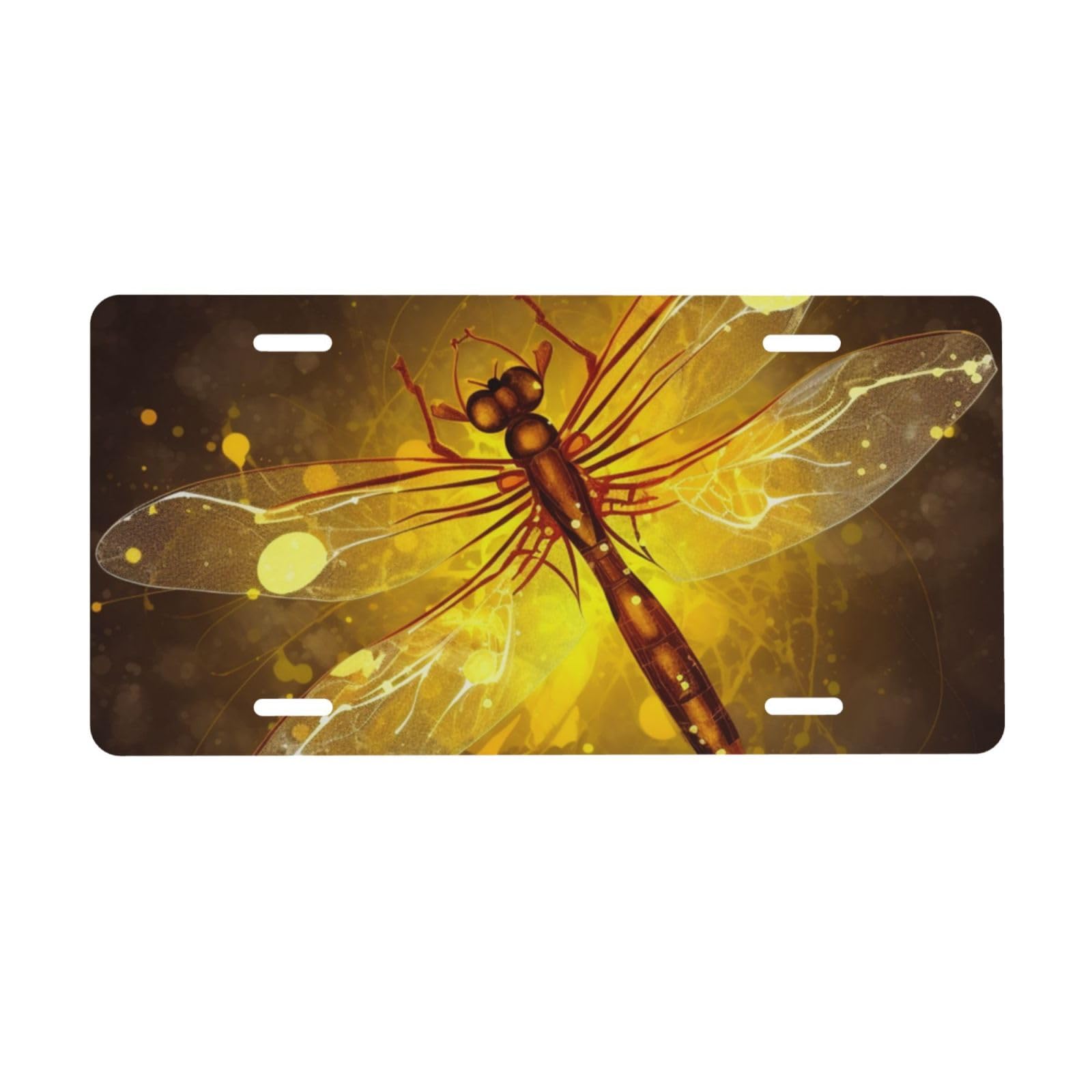 Abstract yellow Dragonfly Printed License Plate Aluminum License Plate Plates Tag Car License Plate Covers Car Accessories Novelty Tag License Plate