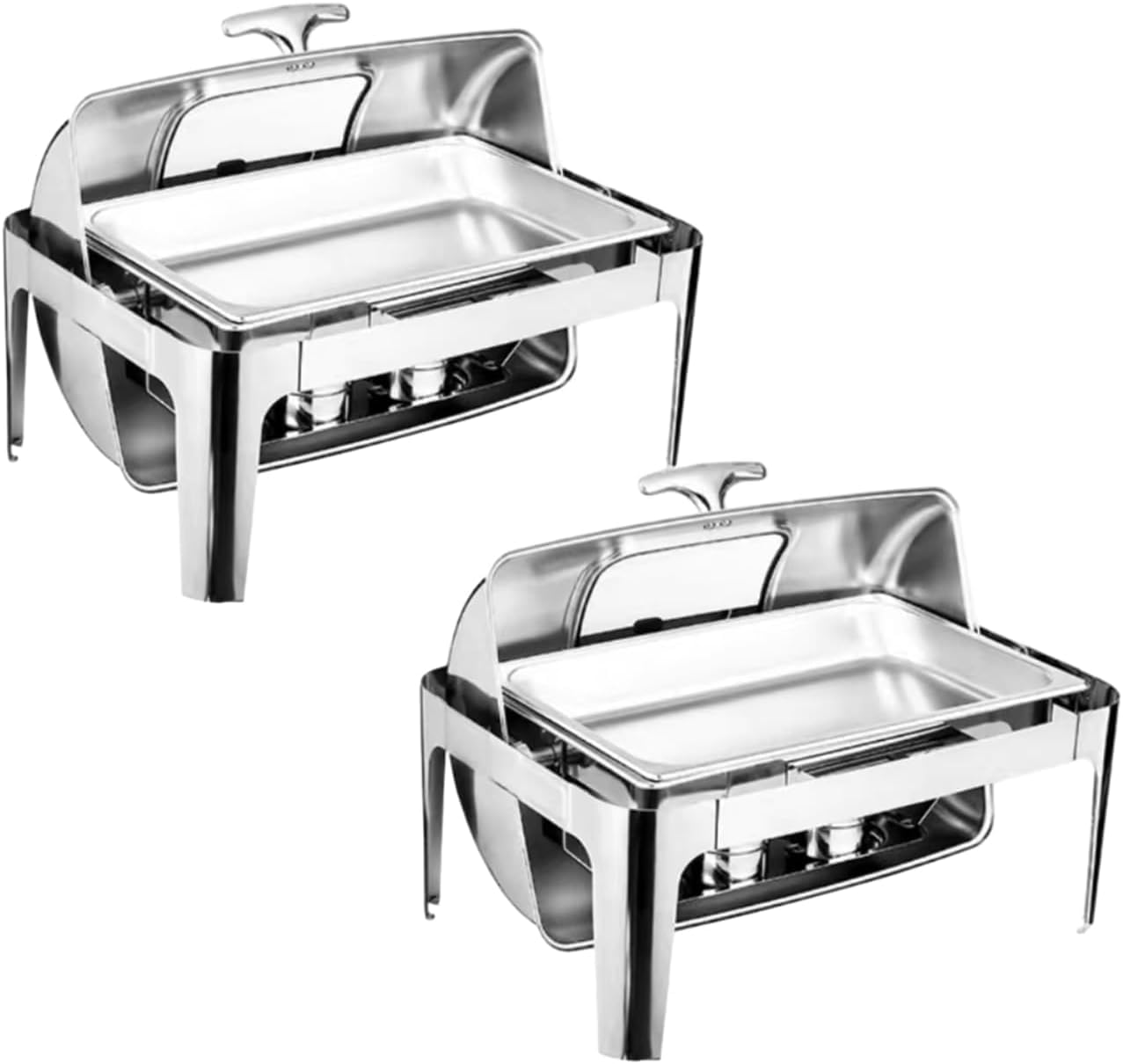 Chafing Dish Buffet-Set, 9 l, isoliert, rechteckig, mit sichtbarem Roll-Top, Lebensmitteltablett, Wasserbehälter, Brennstoffständer für Hochzeiten, Partys, Bankette, Essen, 1 Stück (Größe: 2)